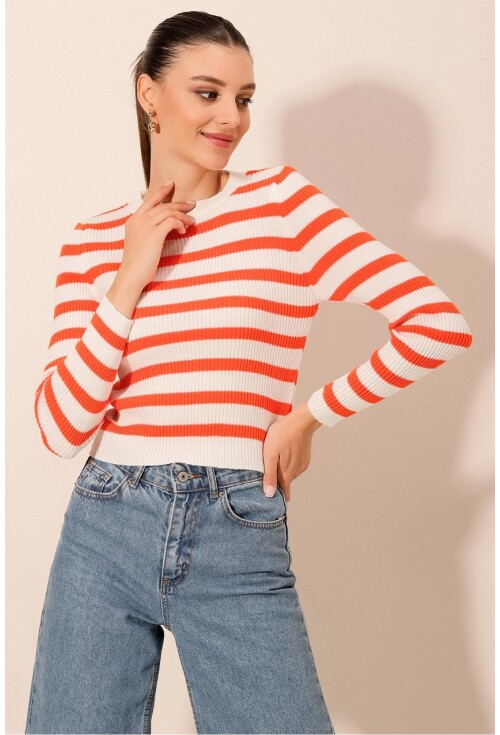 15838 Striped Knit Sweater