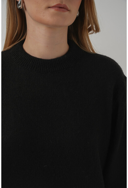 15895 Baklava Desenli Oversize Triko Kazak