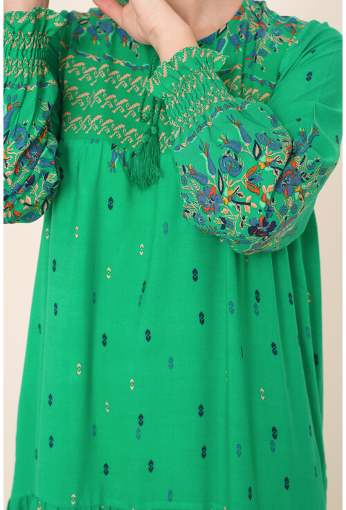 2175 Desenli Tesettür Elbise