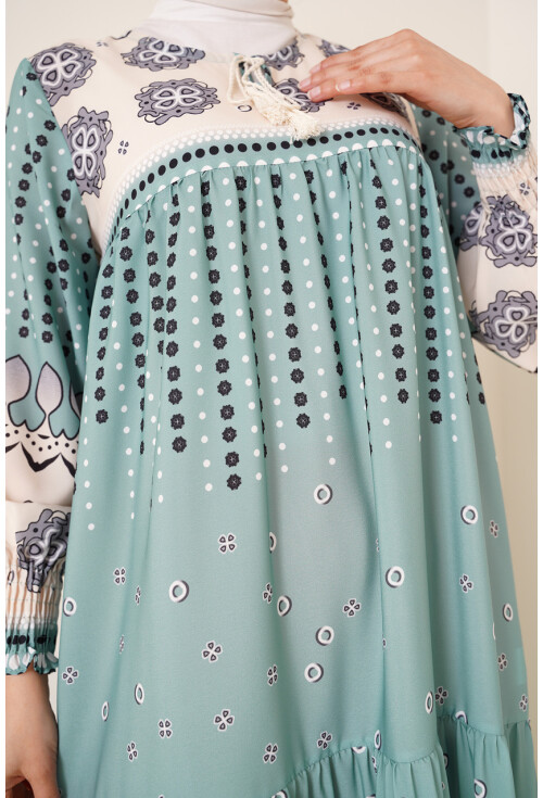 2175 Desenli Tesettür Elbise