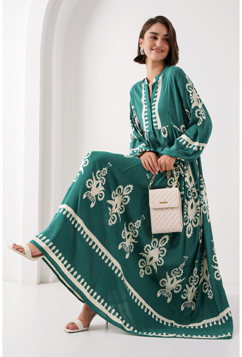 2423 Otantik Desenli Elbise