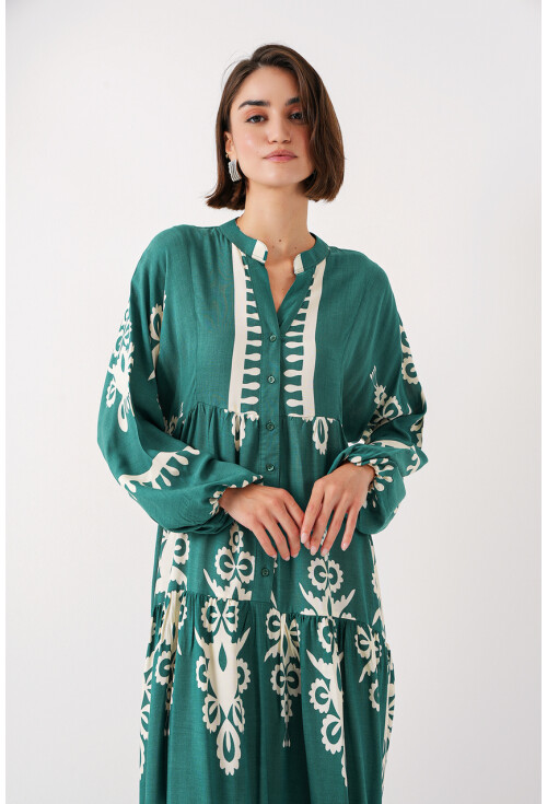 2423 Otantik Desenli Elbise