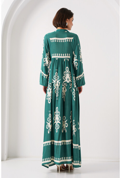 2423 Otantik Desenli Elbise