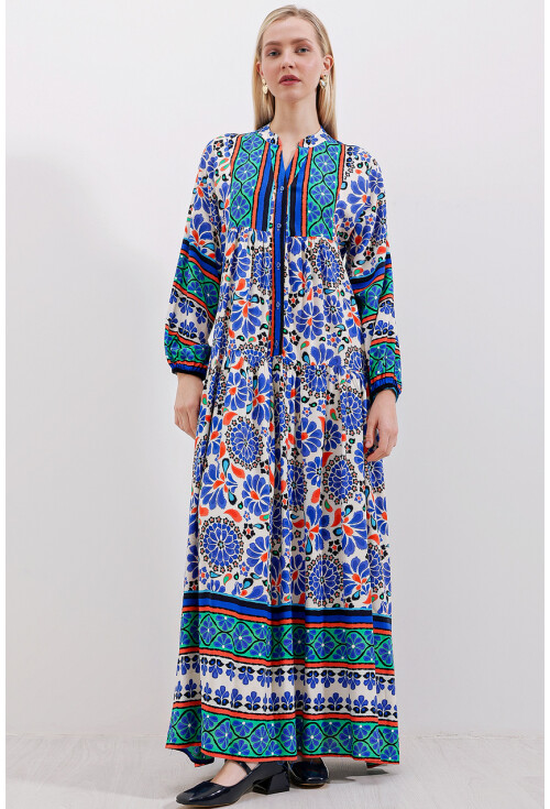 2423 Otantik Desenli Elbise