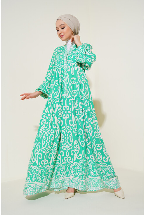 2423 Otantik Desenli Elbise