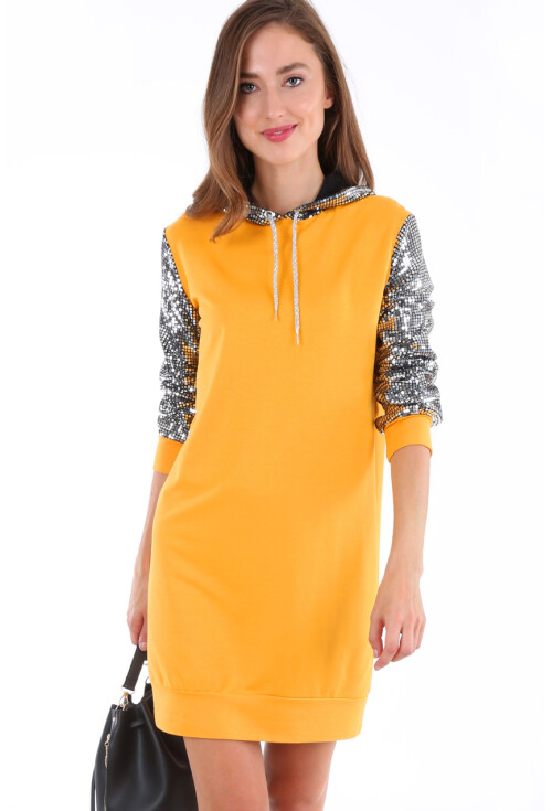 2870 Kapşonlu Parıltılı Sweatshırt