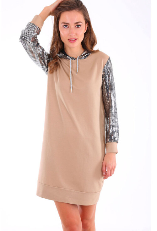 2870 Kapşonlu Parıltılı Sweatshırt