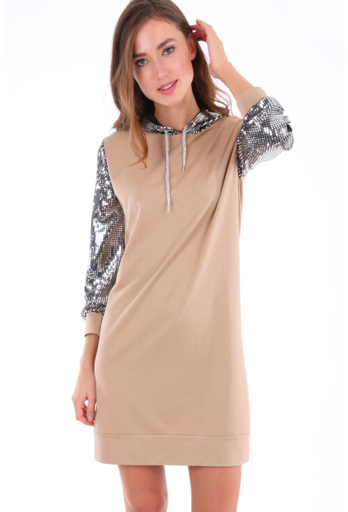 2870 Kapşonlu Parıltılı Sweatshırt
