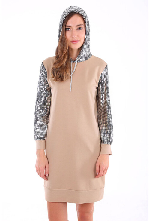 2870 Kapşonlu Parıltılı Sweatshırt