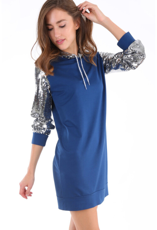 2870 Kapşonlu Parıltılı Sweatshırt