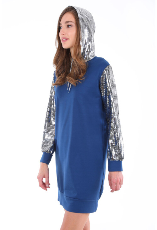 2870 Kapşonlu Parıltılı Sweatshırt