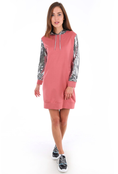 2870 Kapşonlu Parıltılı Sweatshırt