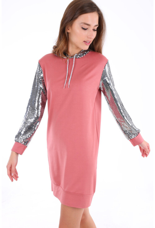 2870 Kapşonlu Parıltılı Sweatshırt