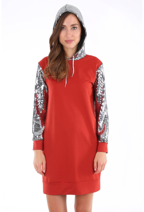 2870 Kapşonlu Parıltılı Sweatshırt