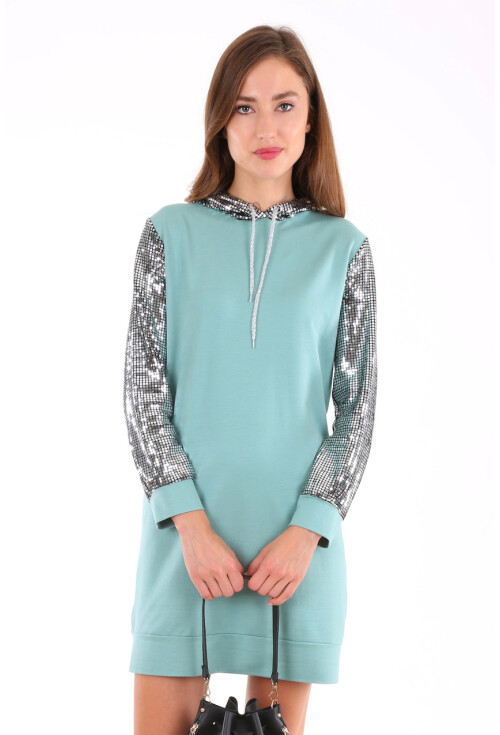 2870 Kapşonlu Parıltılı Sweatshırt