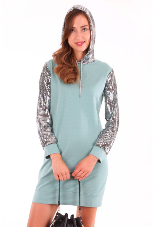 2870 Kapşonlu Parıltılı Sweatshırt