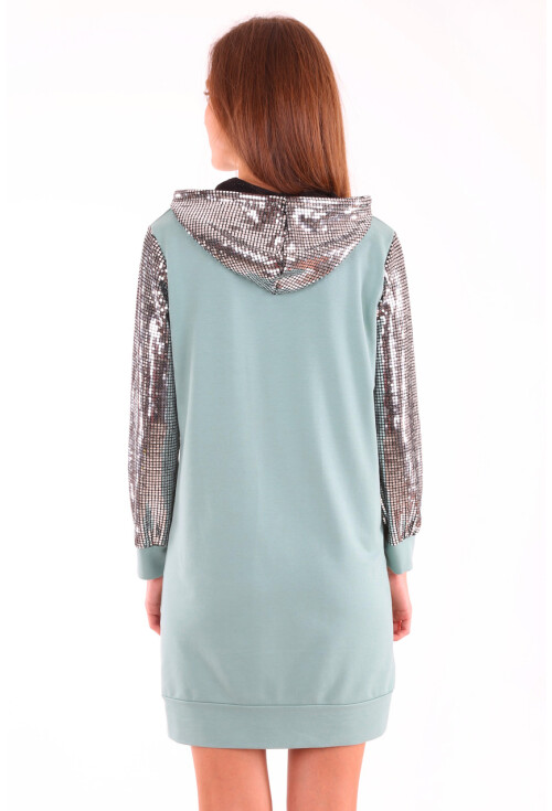 2870 Kapşonlu Parıltılı Sweatshırt