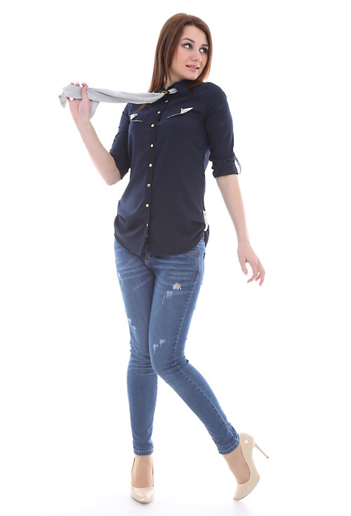 3078 Yaka Aksesuarlı Gömlek