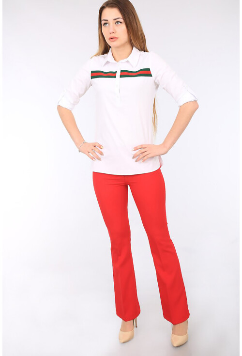 3463 Şerit Detaylı Polo Yaka Gömlek