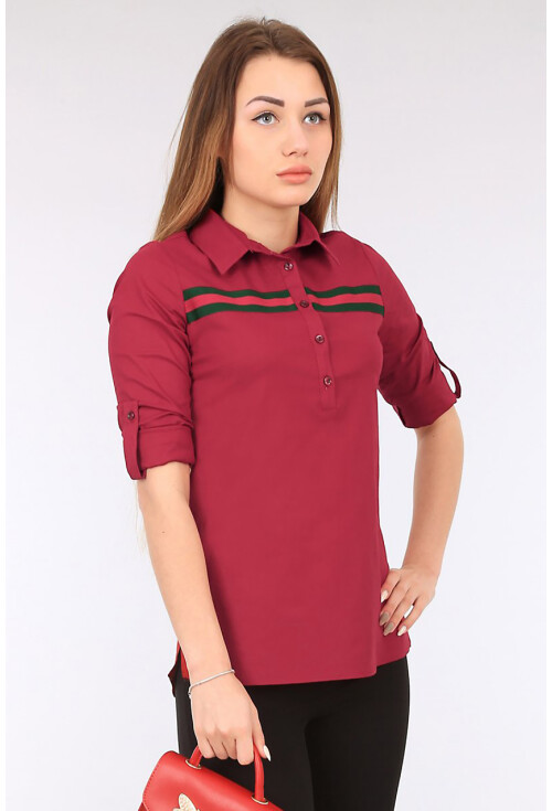 3463 Şerit Detaylı Polo Yaka Gömlek