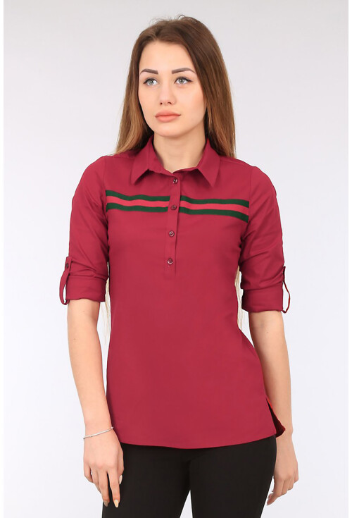 3463 Şerit Detaylı Polo Yaka Gömlek