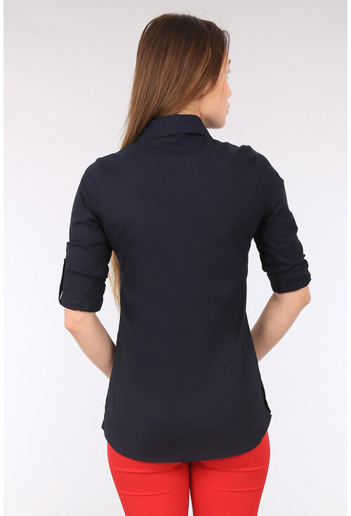 3463 Şerit Detaylı Polo Yaka Gömlek