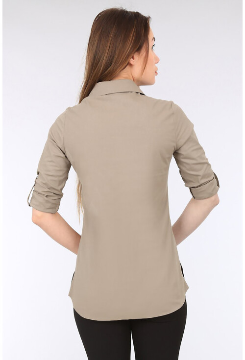 3463 Şerit Detaylı Polo Yaka Gömlek
