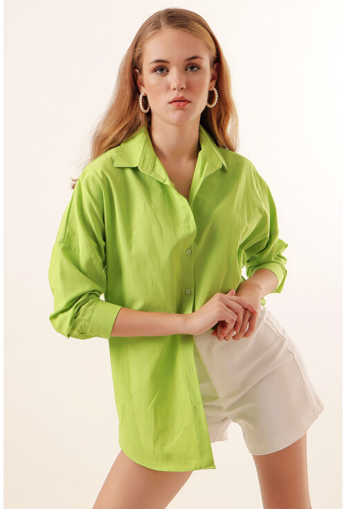 3900 Oversize Uzun Basic Gömlek