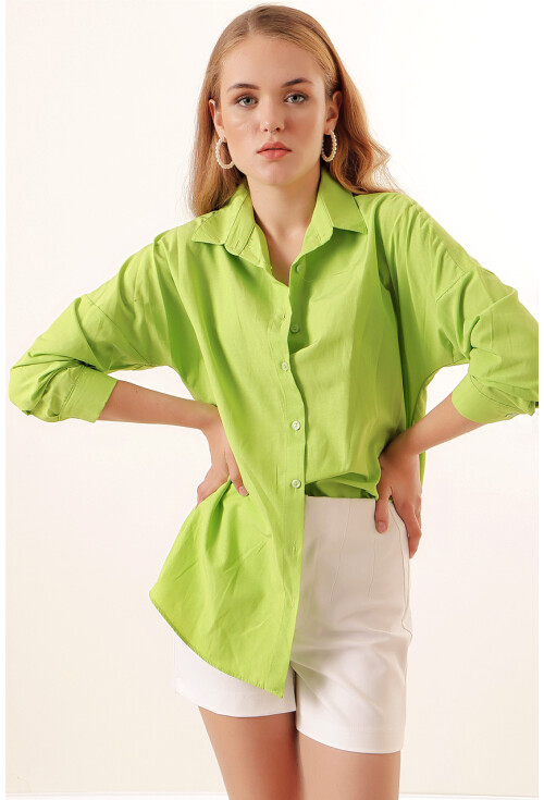 3900 Oversize Uzun Basic Gömlek