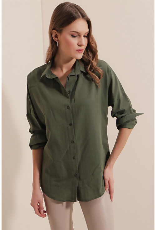 3900 Oversize Uzun Basic Gömlek
