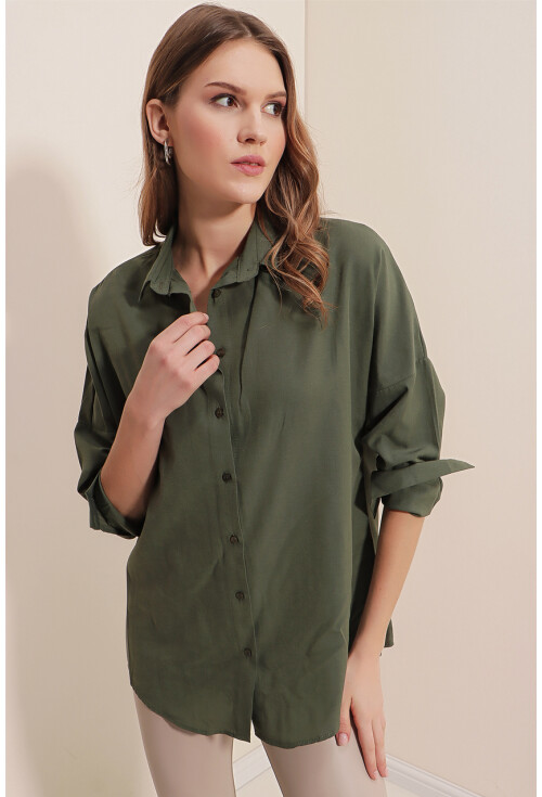 3900 Oversize Uzun Basic Gömlek