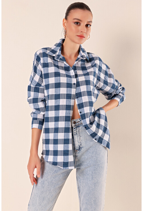 3900 Oversize Uzun Basic Gömlek