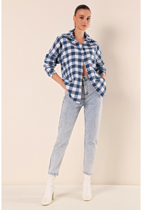 3900 Oversize Uzun Basic Gömlek