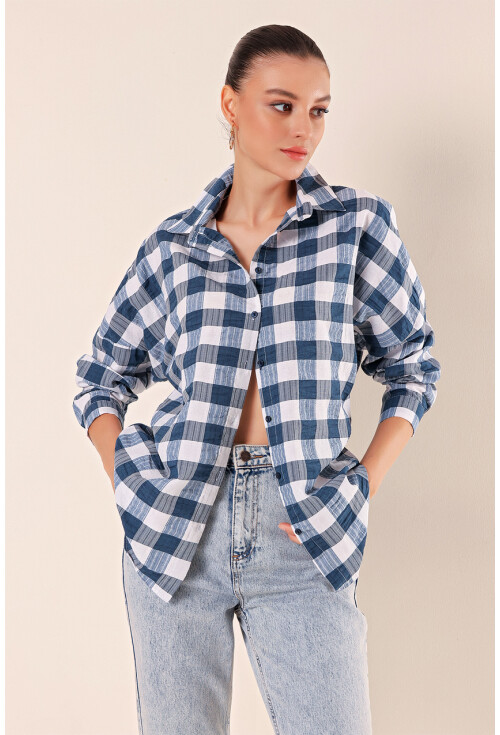 3900 Oversize Uzun Basic Gömlek