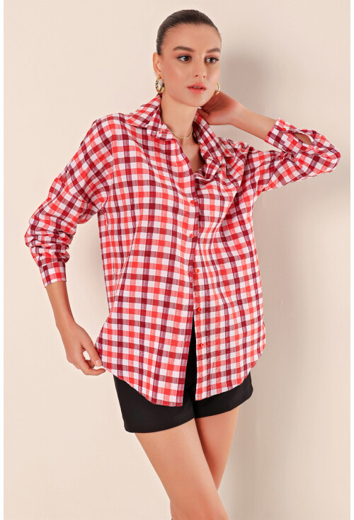 3900 Oversize Uzun Basic Gömlek