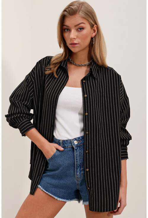 3900 Oversize Uzun Basic Gömlek