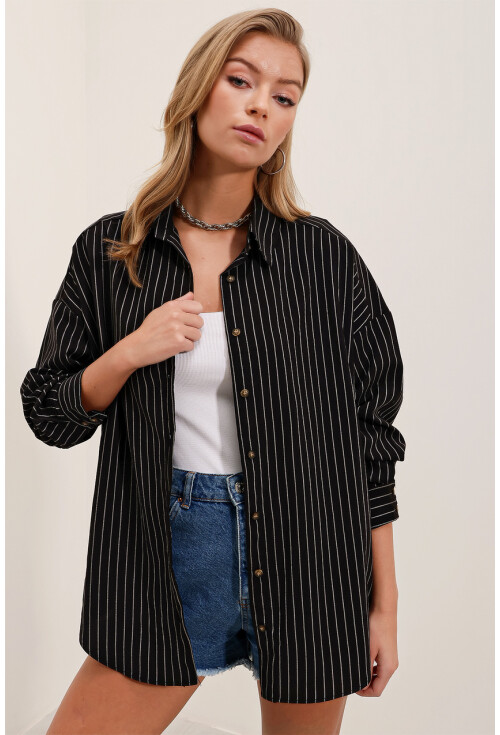 3900 Oversize Uzun Basic Gömlek