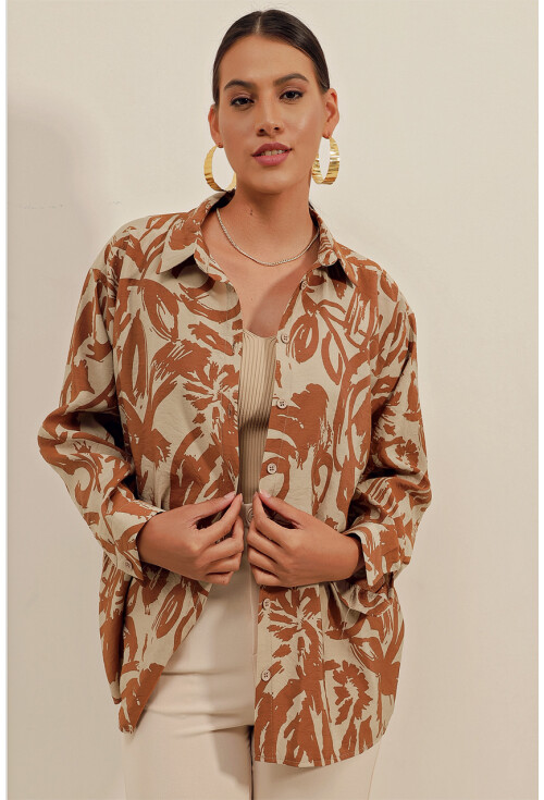 3900 Oversize Uzun Basic Gömlek
