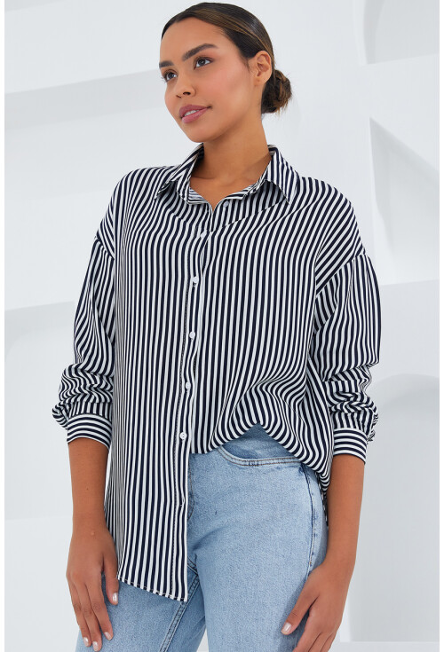 3900 Oversize Uzun Basic Gömlek