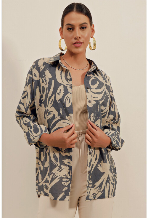 3900 Oversize Uzun Basic Gömlek