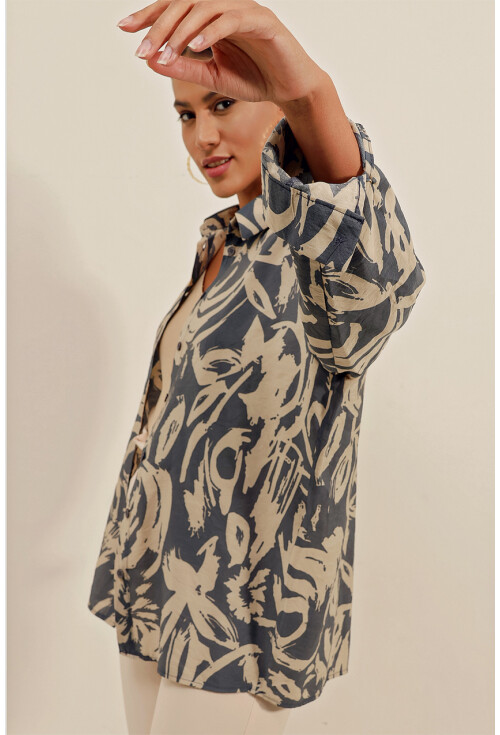 3900 Oversize Uzun Basic Gömlek