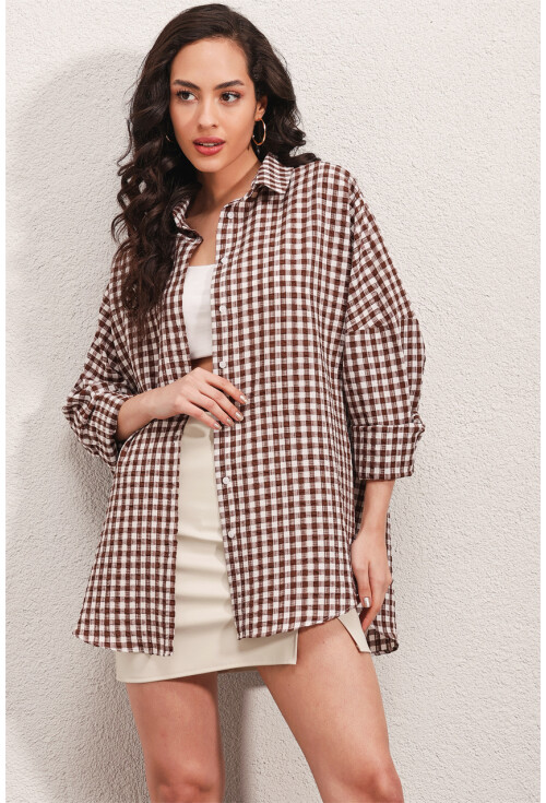 3900 Oversize Uzun Basic Gömlek