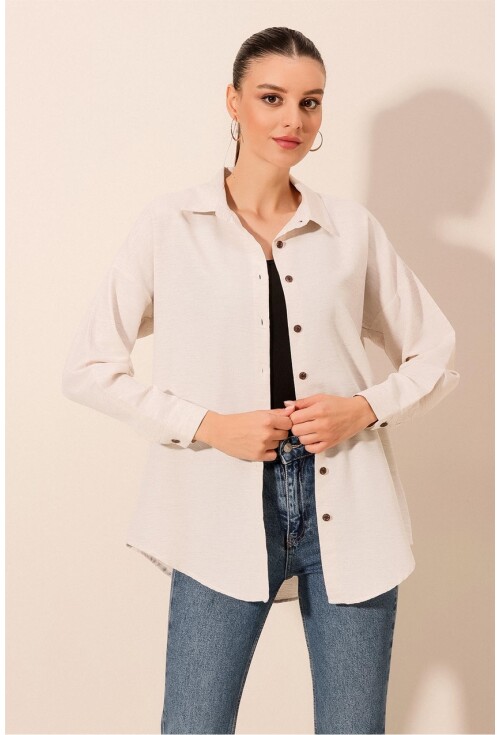 3900 Oversize Uzun Basic Gömlek