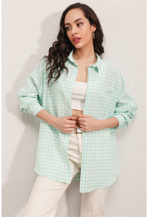 3900 Oversize Uzun Basic Gömlek