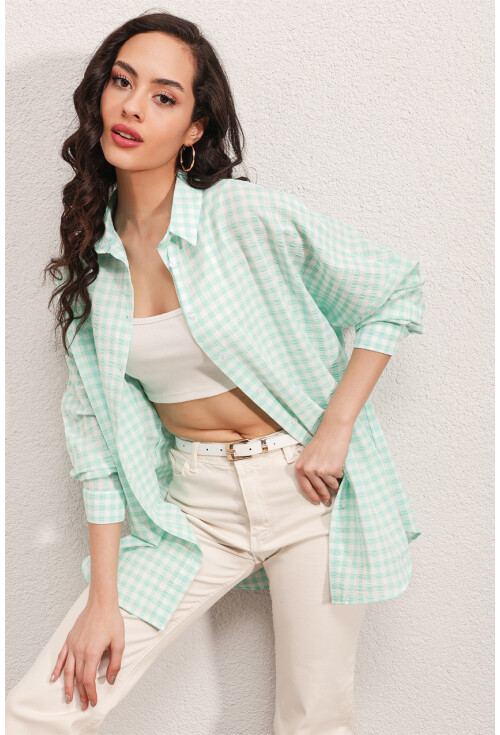 3900 Oversize Uzun Basic Gömlek