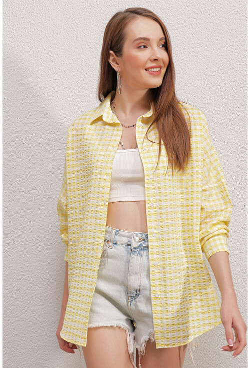 3900 Oversize Uzun Basic Gömlek