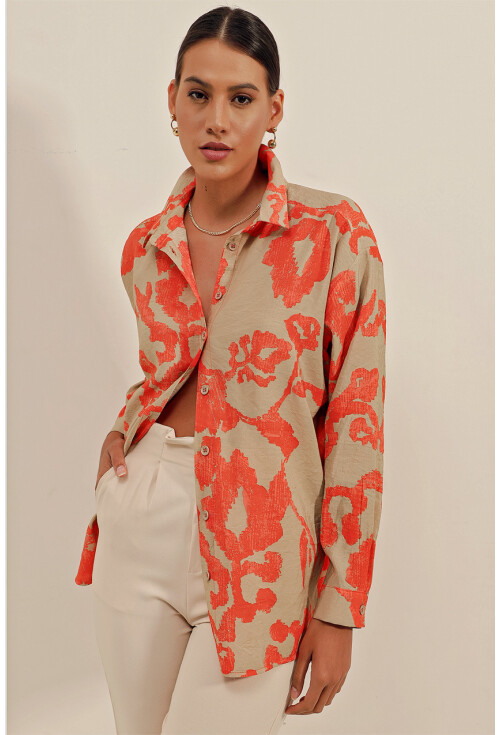 3900 Oversize Uzun Basic Gömlek