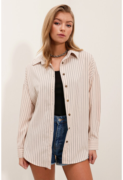 3900 Oversize Uzun Basic Gömlek