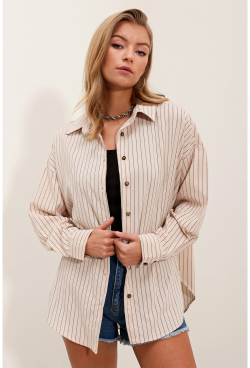 3900 Oversize Uzun Basic Gömlek