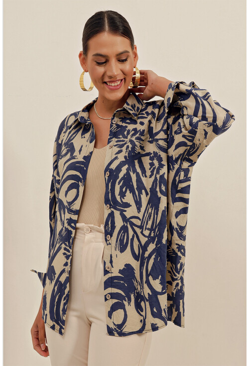3900 Oversize Uzun Basic Gömlek